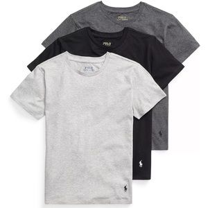 Polo Ralph Lauren Boys Solid Cotton Crewneck 3-Pack Sz Lg (14-16)